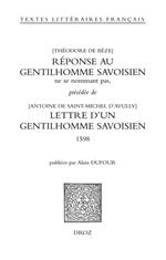 Réponse au gentilhomme savoisien ne se nommant pas, précédée de la Lettre d'un gentilhomme savoisien (1598)