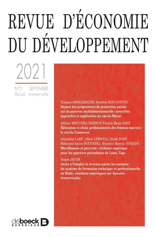 Revue d'économie du développement - volume 29