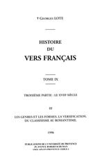 Histoire du vers français. Tome IX