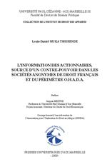 L'information des actionnaires, source d'un contre-pouvoir dans les sociétés anonymes de droit français et du périmètre O.H.A.D.A.