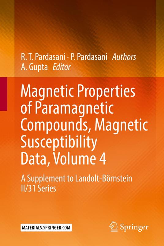 Magnetic Properties of Paramagnetic Compounds, Magnetic Susceptibility Data, Volume 4