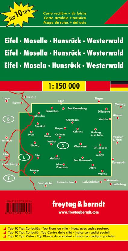 Eifel, Mosel, Hunsrück, Westerwald 1:150.000 - copertina