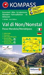 Carta escursionistica n. 95. Val di Non, Passo Mendola-Nonstal, Mendelpass 1:50.000