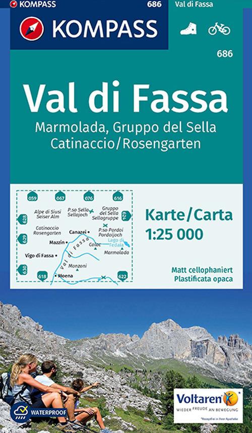 Carta escursionistica n. 686. Val di Fassa, Marmolada, Gruppo di Sella, 1:25.000 - copertina