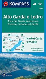 Carta escursionistica n. 690 - Alto Garda e Ledro, Riva del Garda, Malcesine, Torbole, Limone sul Garda 1:25.000