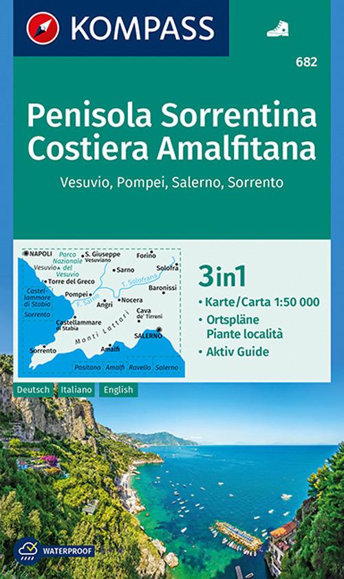 Carta escursionistica n. 682. Penisola Sorrentina, Costiera Amalfitana, Vesuvio, Pompei, Salerno, Sorrento 1:50.00. Ediz. italiana, tedesca e inglese - copertina