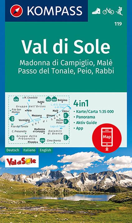 Carta escursionistica n. 119. Val di Sole 1:35.000 Ediz. italiana, tedesca e inglese - copertina