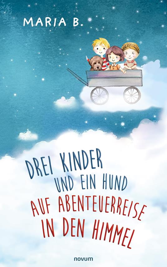 Drei Kinder und ein Hund auf Abenteuerreise in den Himmel