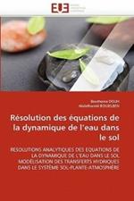 R solution Des  quations de la Dynamique de L Eau Dans Le Sol