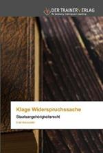 Klage Widerspruchssache