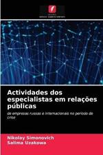 Actividades dos especialistas em relacoes publicas