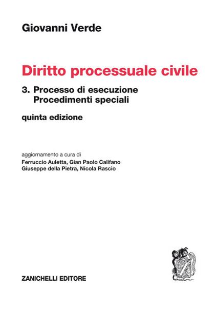 Diritto processuale civile. Vol. 3: Processo di esecuzione - Giovanni Verde - copertina