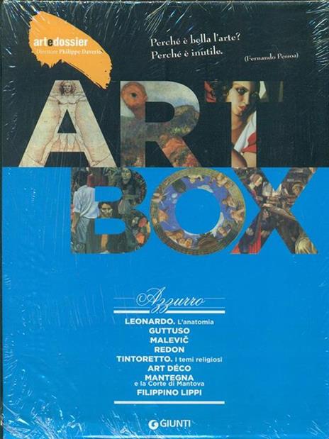 Dossier d'art. Box azzurro: Leonardo. L'anatomia-Guttuso-Malevic-Redon-Tintoretto. Temi religiosi-Art déco-Mantegna e la corte di Mantova-Filippino Lippi. Ediz. illustrata - copertina