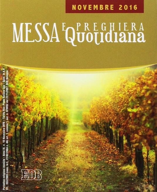 Messa quotidiana. Riflessioni di fratel MichaelDavide. Novembre 2016 - copertina