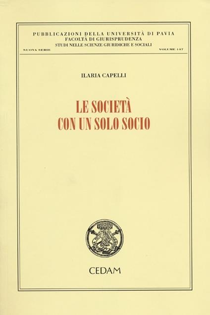 Le società con un solo socio - Ilaria Capelli - copertina