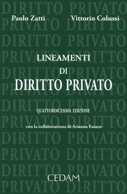 Lineamenti di diritto privato - Paolo Zatti,Vittorio Colussi - copertina