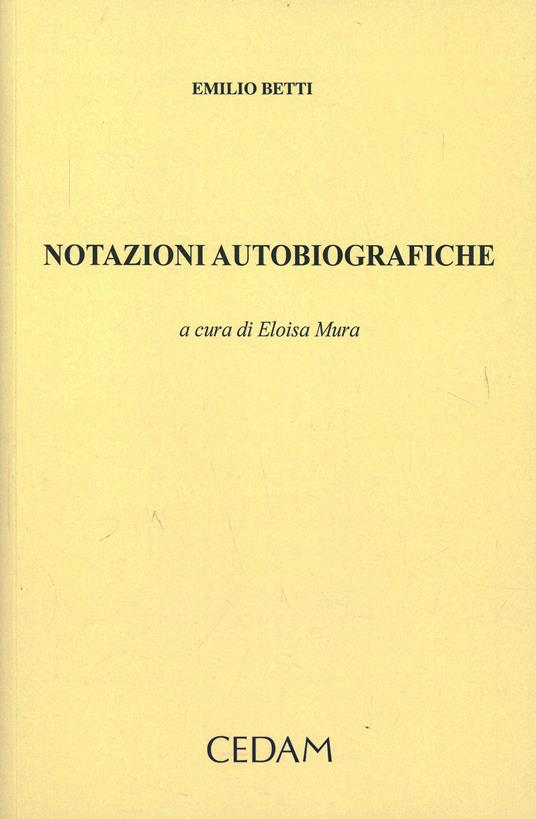 Notazioni autobiografiche - Emilio Betti - copertina