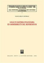 Leggi in materia finanziaria ed ammissibilità del referendum