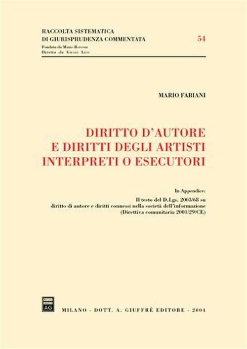 Diritto d'autore e diritti degli artisti interpreti o esecutori - Mario Fabiani - copertina