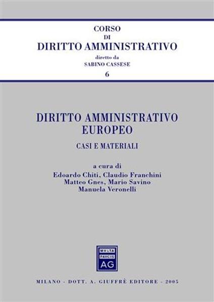 Diritto amministrativo europeo. Casi e materiali - copertina