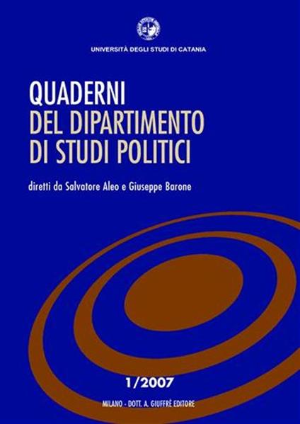 Quaderni del Dipartimento di studi politici (2007). Vol. 1 - copertina