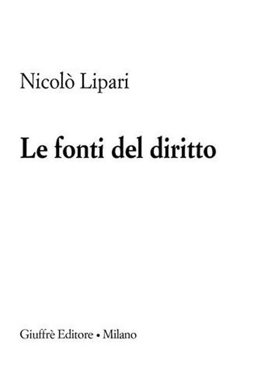 Le fonti del diritto - Nicolò Lipari - copertina