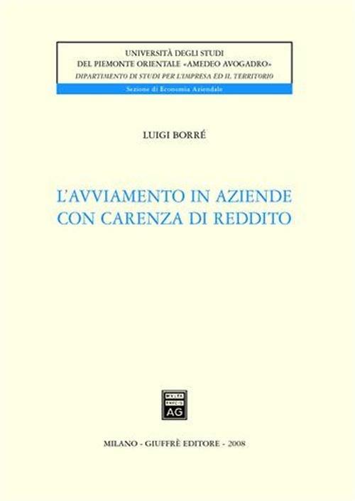 L' avviamento in aziende con carenza di reddito - Luigi Borrè - copertina