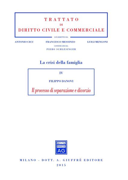 Il processo di separazione e divorzio - Filippo Danovi - copertina