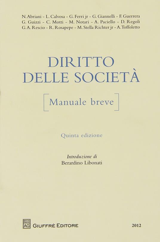 Diritto delle società. Manuale breve - copertina