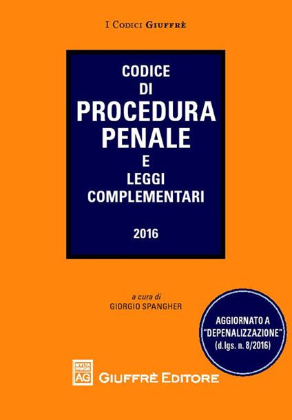 Codice di procedura penale e leggi complementari - copertina