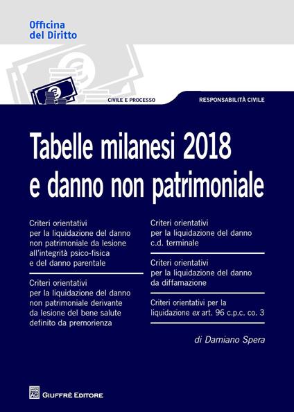 Tabelle milanesi 2018 e danno non patrimoniale - Damiano Spera - copertina