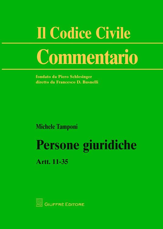 Persone giuridiche. Artt. 11-35 - Michele Tamponi - copertina