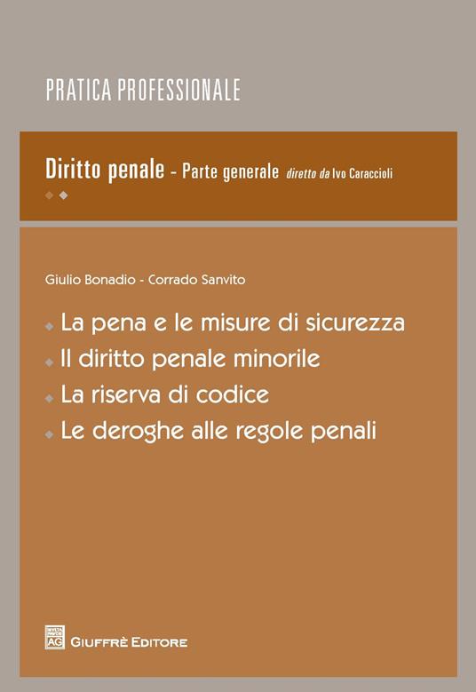 La pena e le misure di sicurezza. Il diritto penale minorile. La riserva di codice. Le deroghe alle regole penali - copertina