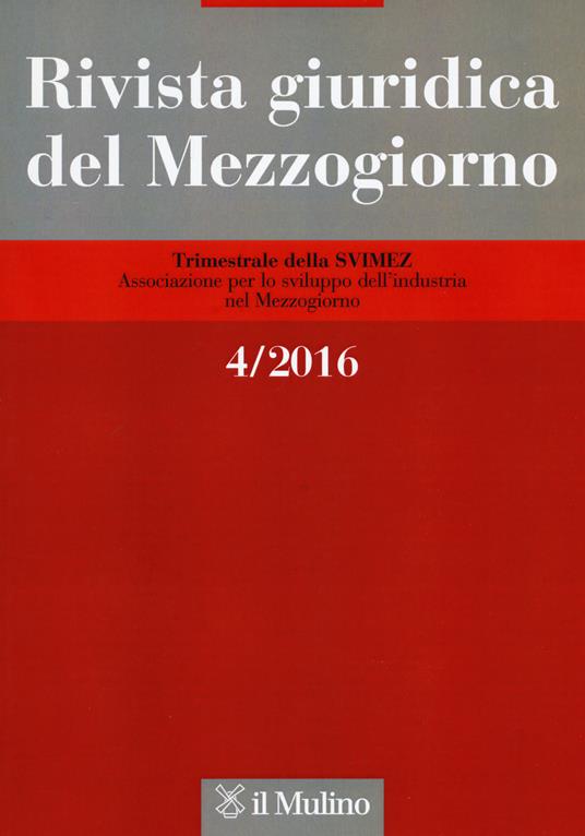 Rivista giuridica del Mezzogiorno (2016). Vol. 4 - copertina