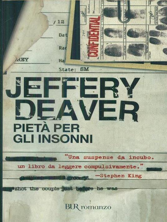 Pietà per gli insonni - Jeffery Deaver - copertina