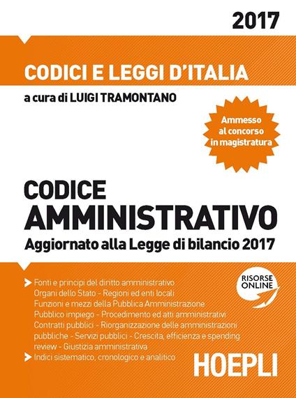 Codice amministrativo. Aggiornato alla Legge di bilancio 2017 - copertina