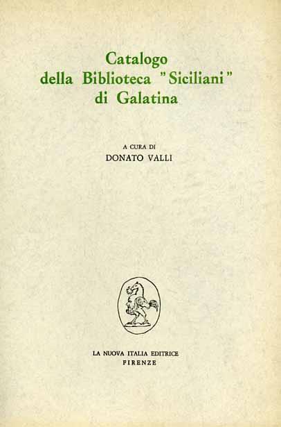 Catalogo della Biblioteca «Siciliani» di Galatina - copertina