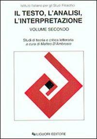 Il testo, l'analisi, l'interpretazione. Vol. 2 - copertina