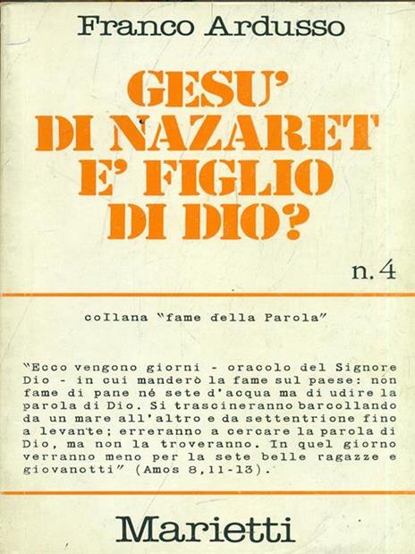 Gesù di Nazareth è figlio di Dio? - Franco Ardusso - copertina