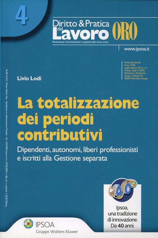 La totalizzazione dei periodi contributivi - Livio Lodi - copertina