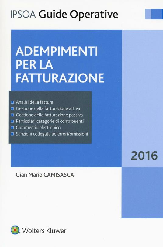 Adempimenti per la fatturazione - G. Mario Camisasca - copertina