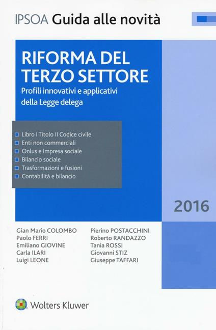 Riforma del terzo settore. Profili innovativi e applicativi della legge delega. Con aggiornamento online - copertina