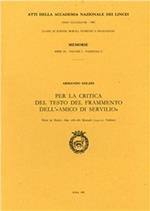 Per la critica del testo del frammento dell'«Amico di Servilio». Note su Ennio «Annali» 268-286 Skutsch (234-251 Vahlen)