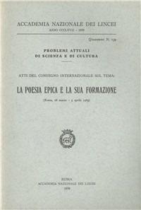 La poesia epica e la sua formazione - copertina