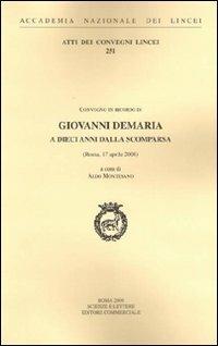 Giovanni Demaria a dieci anni dalla scomparsa. Atti del Convegno (Roma, 17 aprile 2008) - copertina