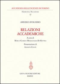 Amedeo Avogadro. Relazioni accademiche - copertina