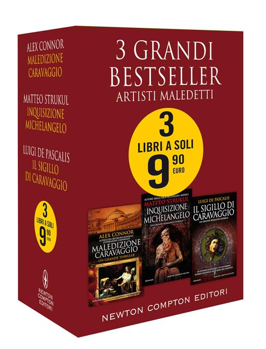 3 grandi bestseller. Artisti maledetti: Maledizione Caravaggio-Inquisizione Michelangelo-Il sigillo di Caravaggio - Alex Connor,Matteo Strukul,Luigi De Pascalis - copertina