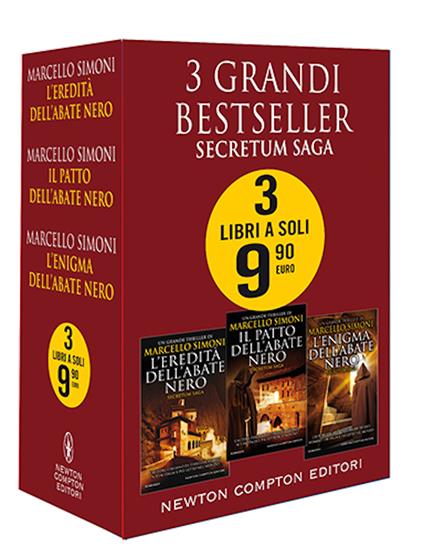 3 grandi bestseller. Secretum Saga: L'eredità dell'abate nero–Il patto dell'abate nero–L'enigma dell'abate nero - Marcello Simoni - copertina