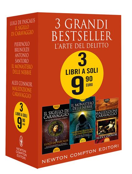 3 grandi bestseller. L'arte del delitto: Il sigillo di Caravaggio-Il monastero delle nebbie-Maledizione Caravaggio - Luigi De Pascalis,Pierpaolo Brunoldi,Antonio Santoro - copertina