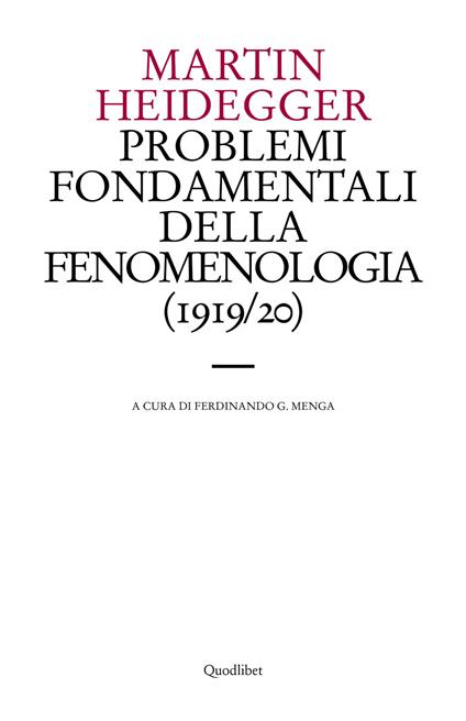 Problemi fondamentali della fenomenologia (1919-20) - Martin Heidegger - copertina